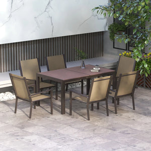 7-Piece Garden Dining Set with Plastic Wood-Top Table