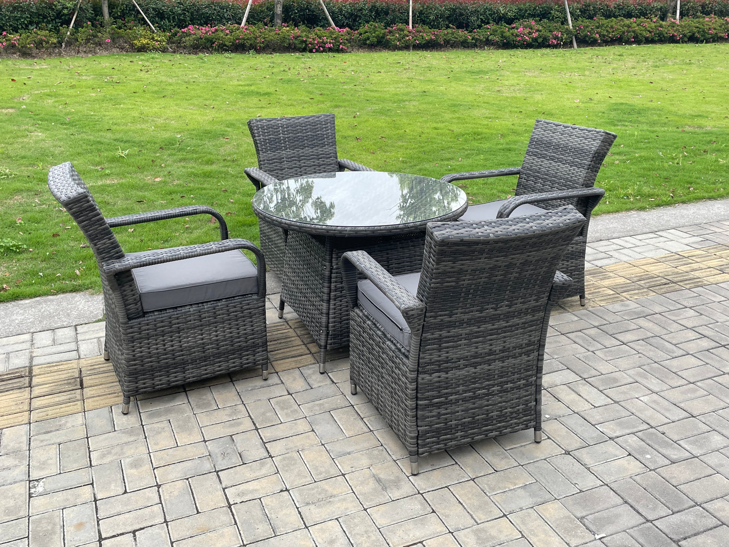 Outdoor Lounge Rattan Corner Sofa Set – 6-Seater with Small Footstools