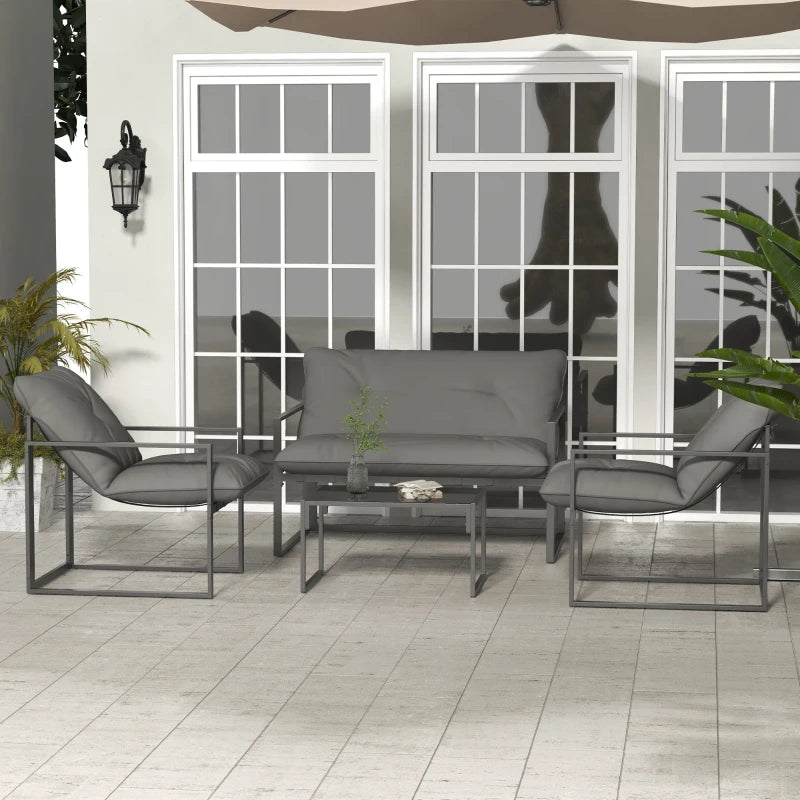 Four-Piece Relaxed Back Garden Dining Set - Black/Grey