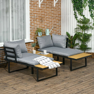 3 Pieces Patio Furniture Set - Garden Sofa Set w/ Padded Cushions