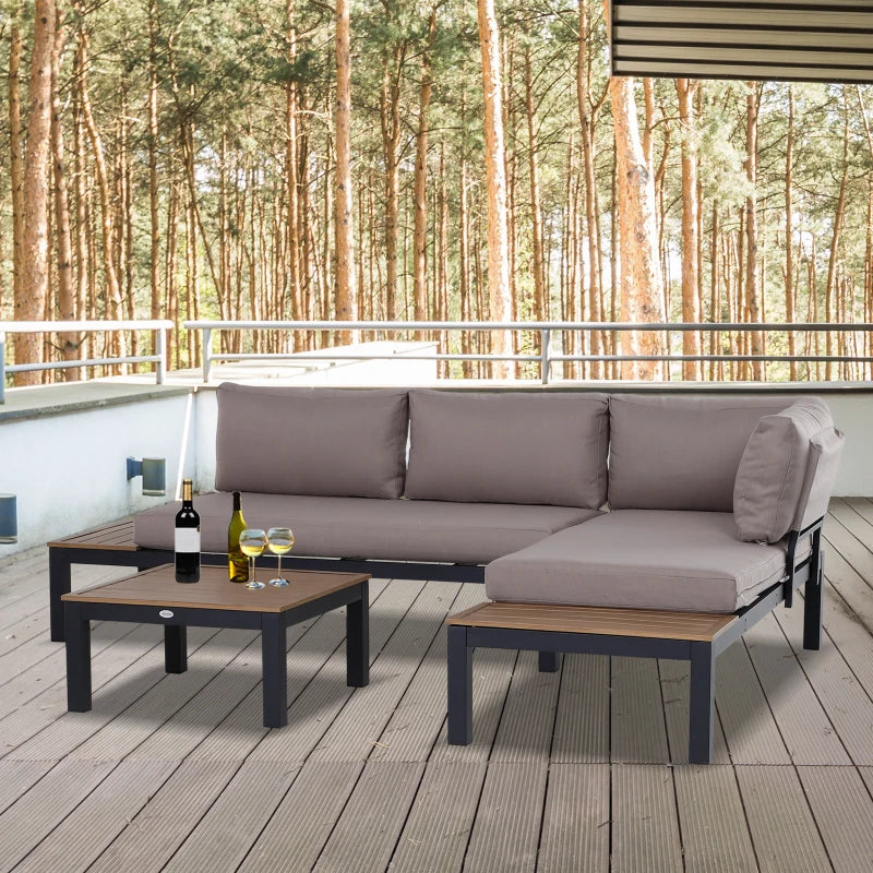 Aluminium Outdoor Corner Sofa Set with 2 Loveseat and Coffee Table