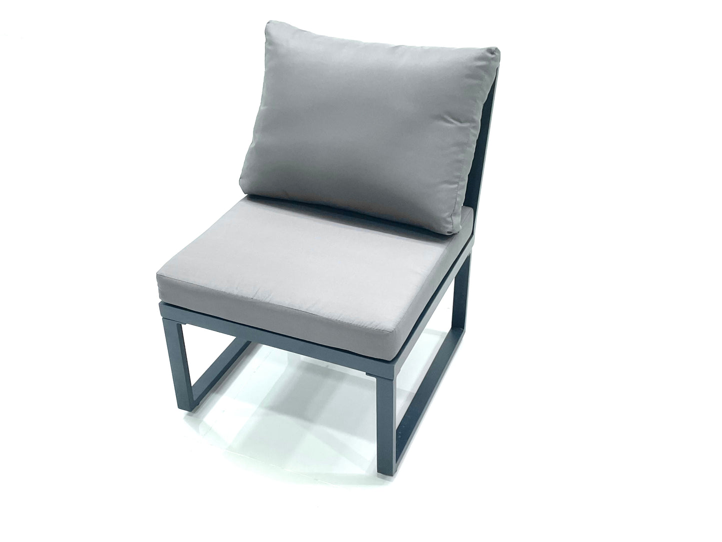 Dark Grey Aluminium 8-Seater Corner Sofa Set with Adjustable Rising Dining Table and Chair