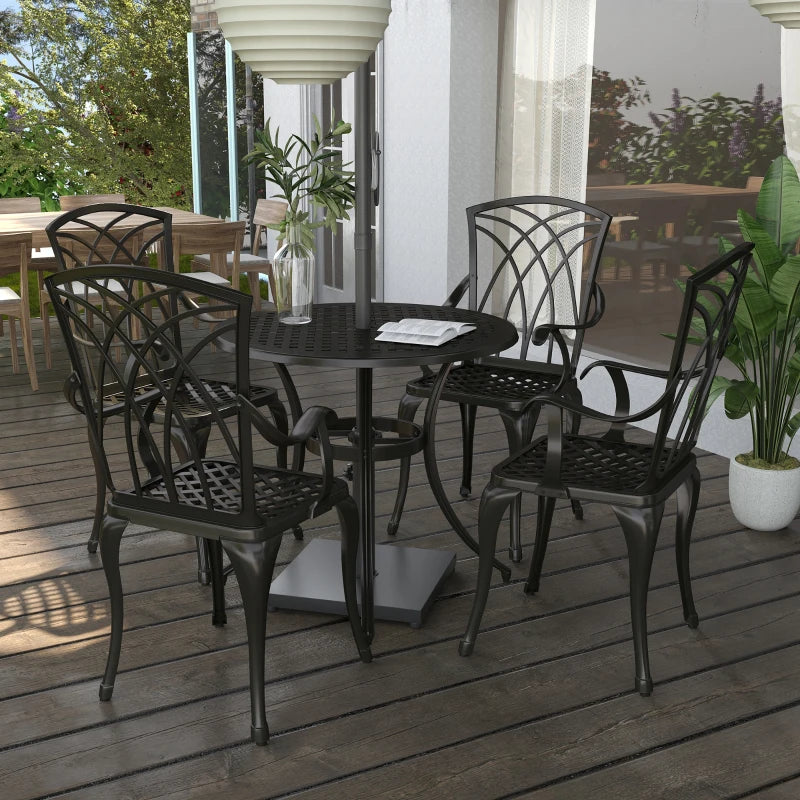 5 Pieces Outdoor Dining Table Set - Cast Aluminium Patio Conversation Furniture Set 