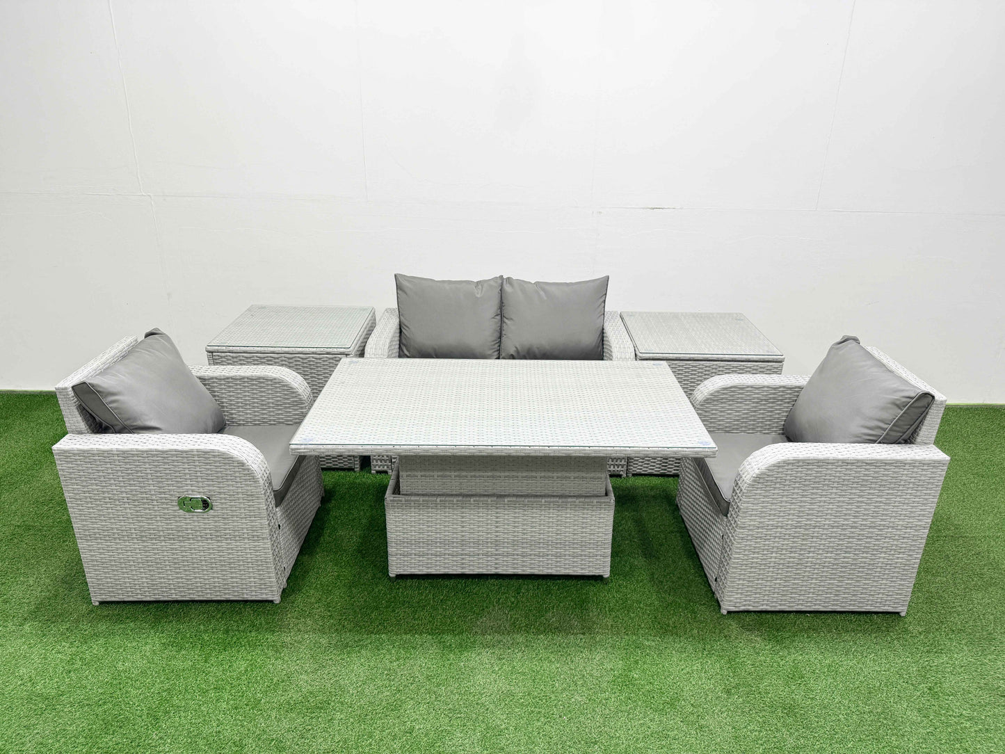 Light Grey PE Rattan 6-Piece Garden Furniture Set