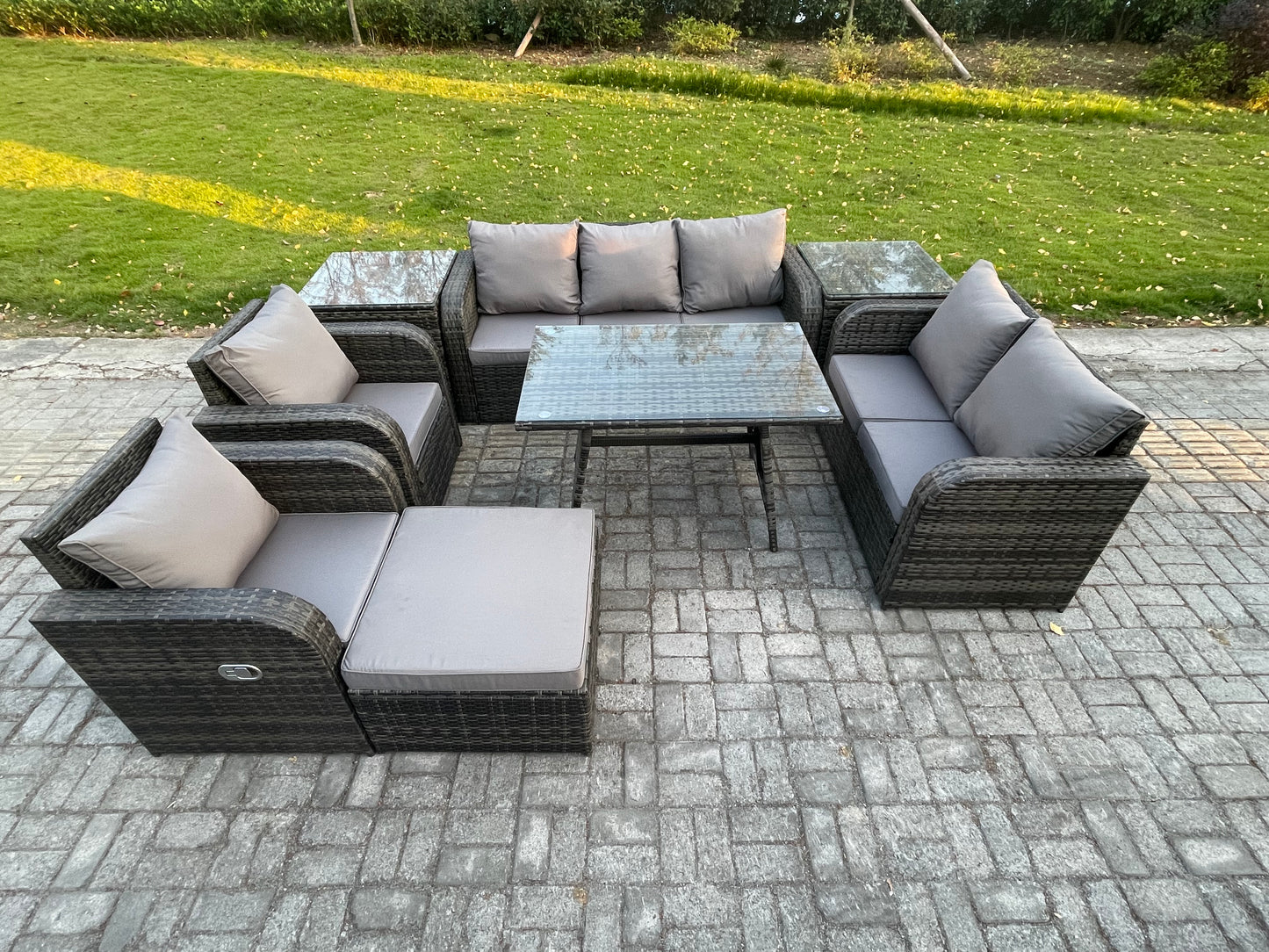 8 Seater Rattan Garden Dining Set – Recliner, Sofas & Tables