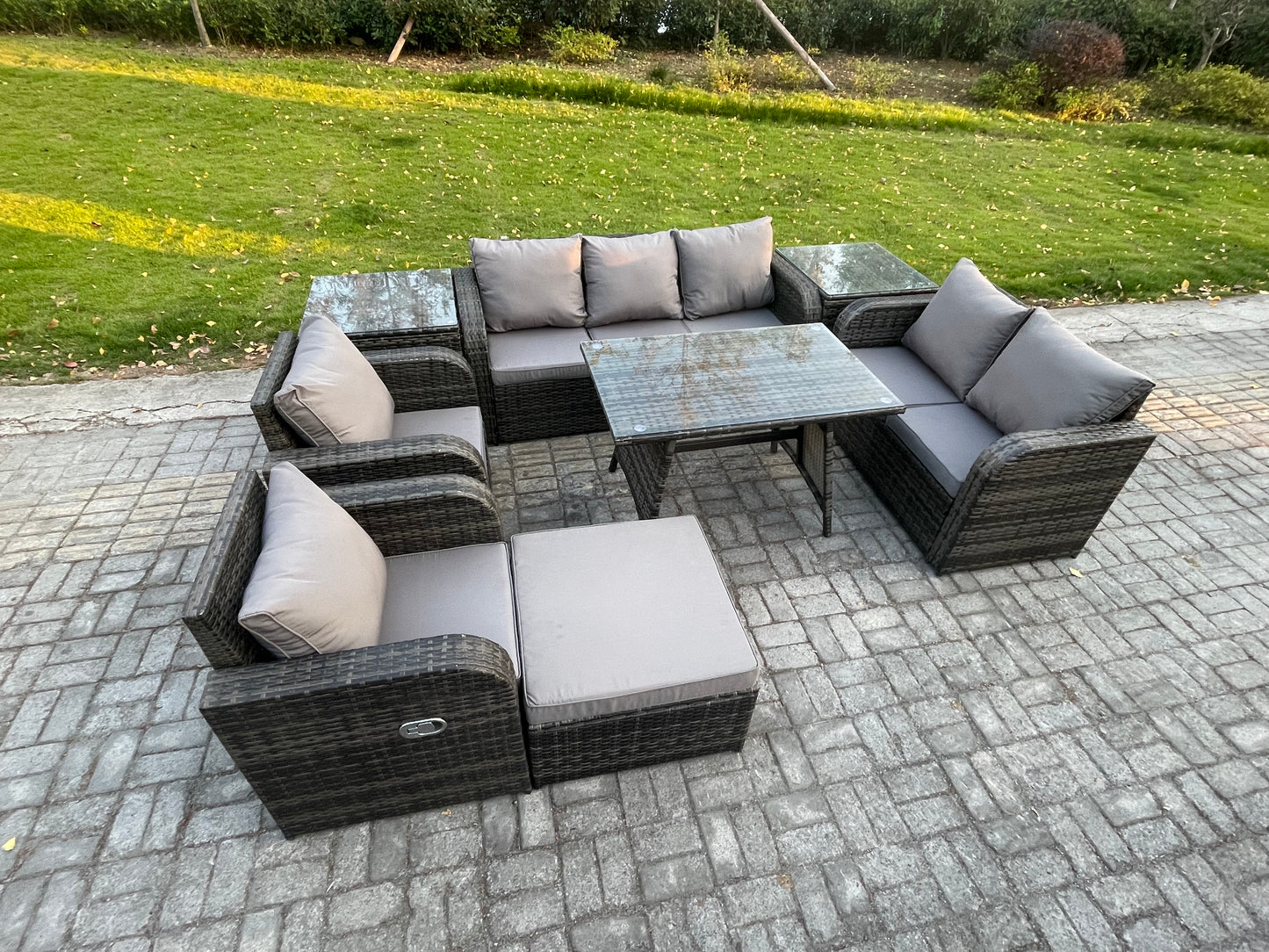 8 Seater Rattan Garden Dining Set – Recliner, Sofas & Tables