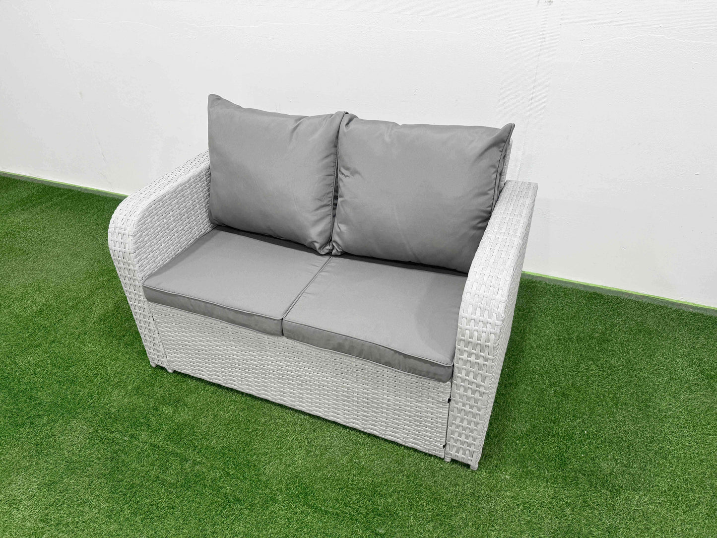 7-Seater PE Rattan Wicker Garden Furniture Set – Patio & Conservatory Sofa Set with Rectangular Coffee Table, 3-Seater Sofa, Love Sofa, 2 Stools, and Side Table