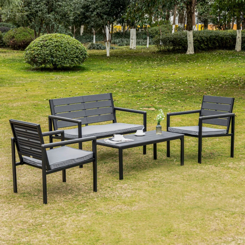 4 Piece Garden Sofa Set with Padded Cushions