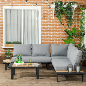 Aluminium Garden Furniture Set - 5-Seater L-Shape Sofa