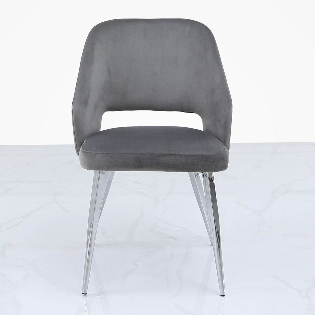 Denver Grey Velvet & Chrome Dining Chair