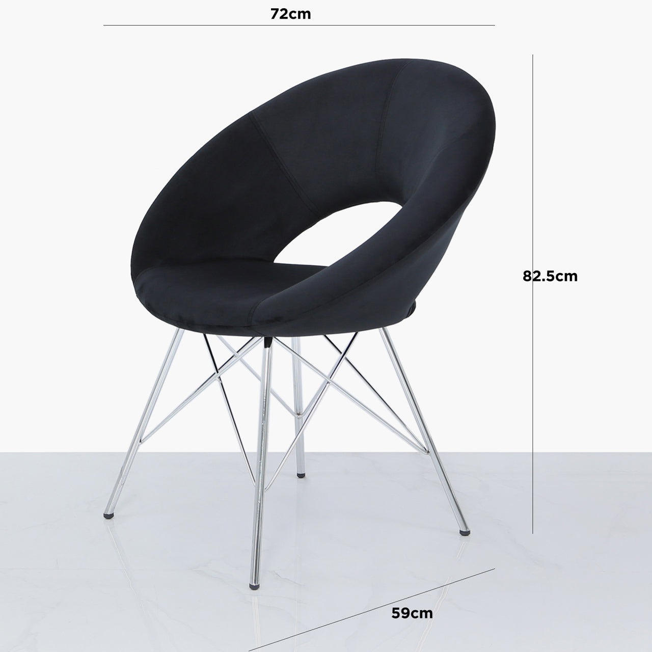 Orb Chrome and Black Velvet Chair