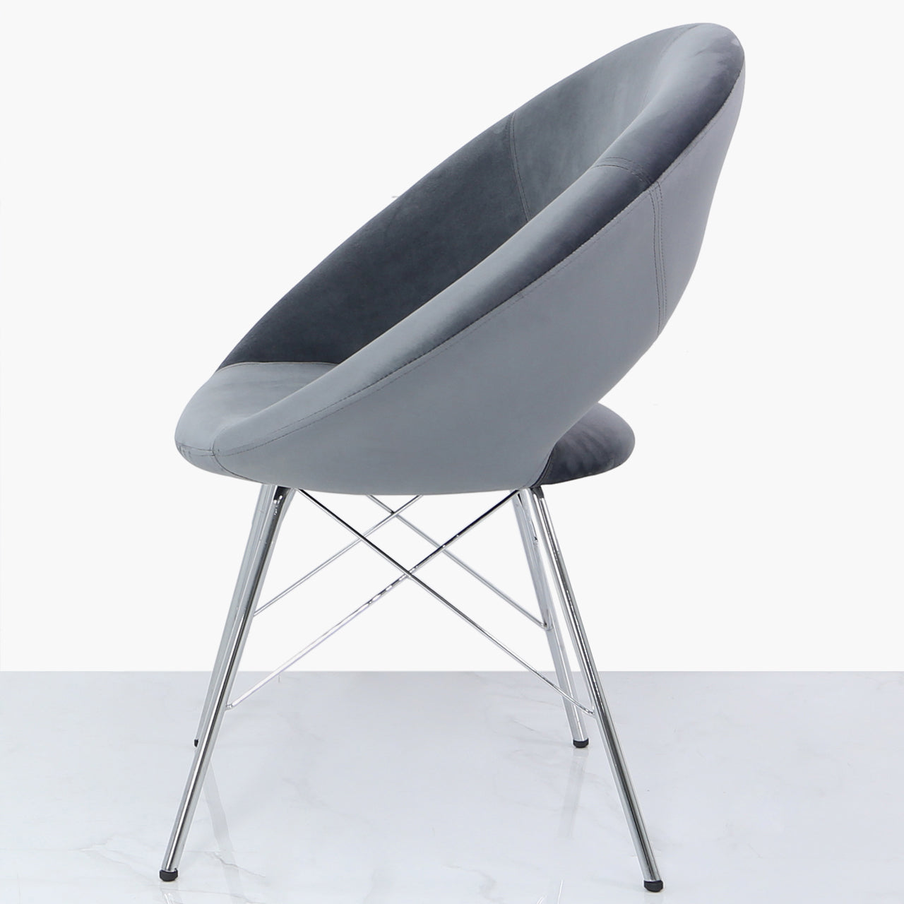 Orb Chrome and Grey Velvet Chair