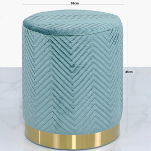 Mint Green Patterned Round Footstool