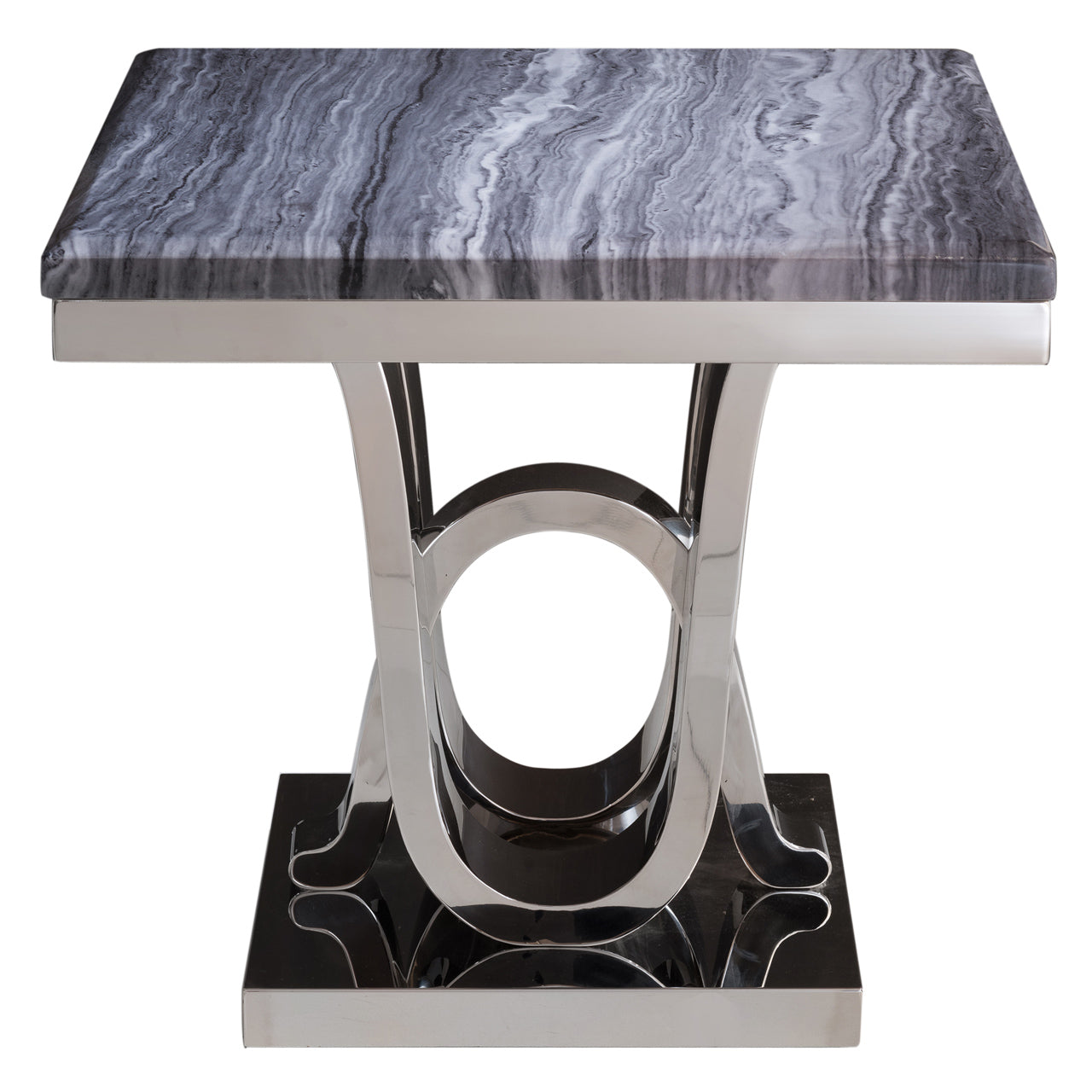 Pluto Grey & Chrome End Table