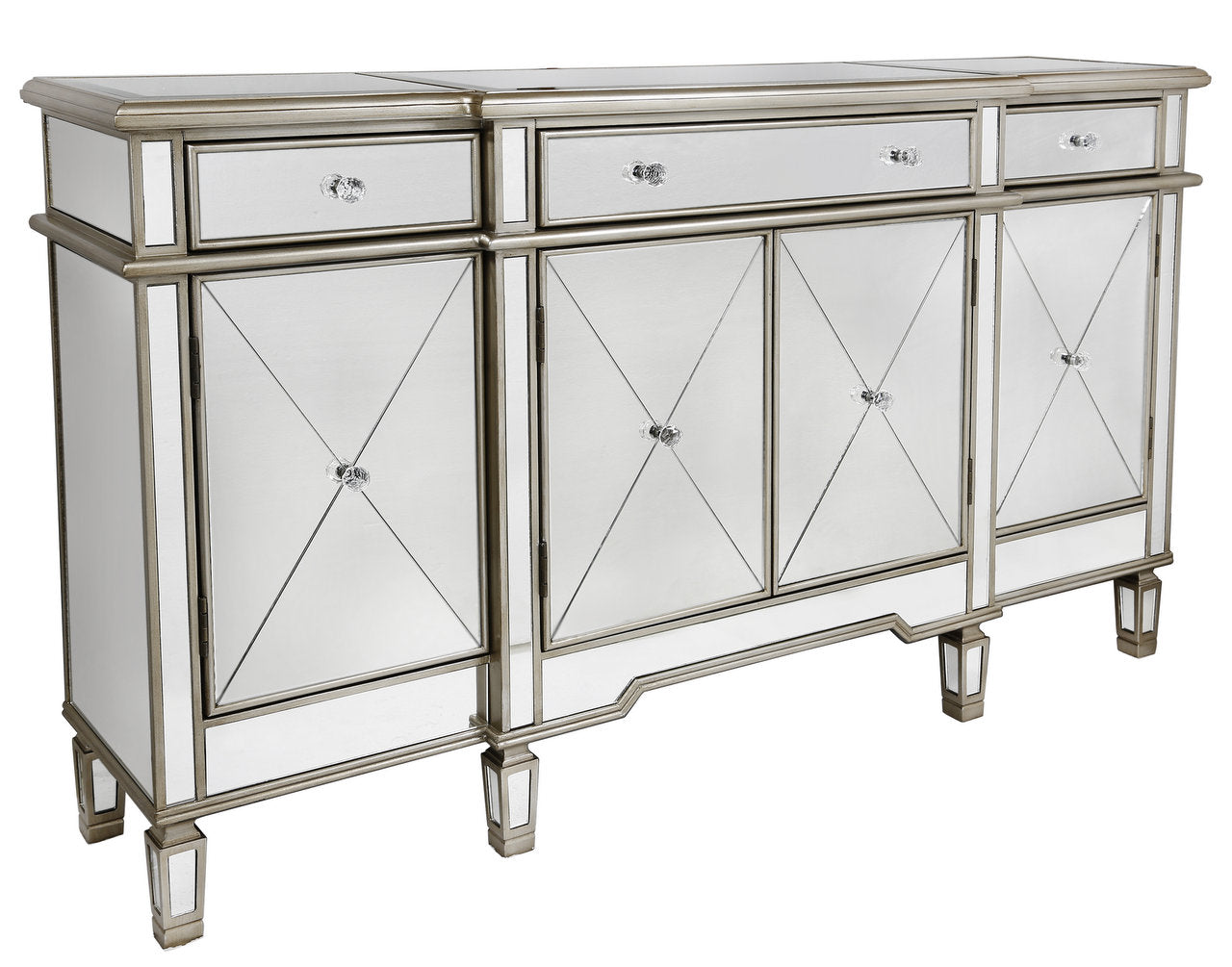 Modern Mirrored Cabinet with Gold Trim