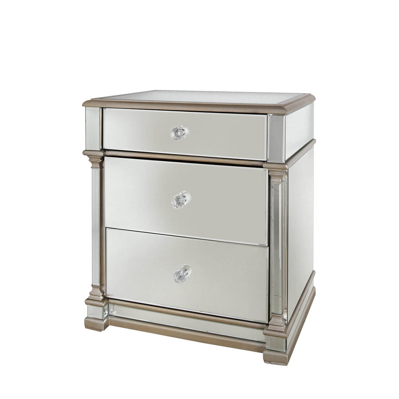 Mirrored Champagne 3 Drawer Cabinet
