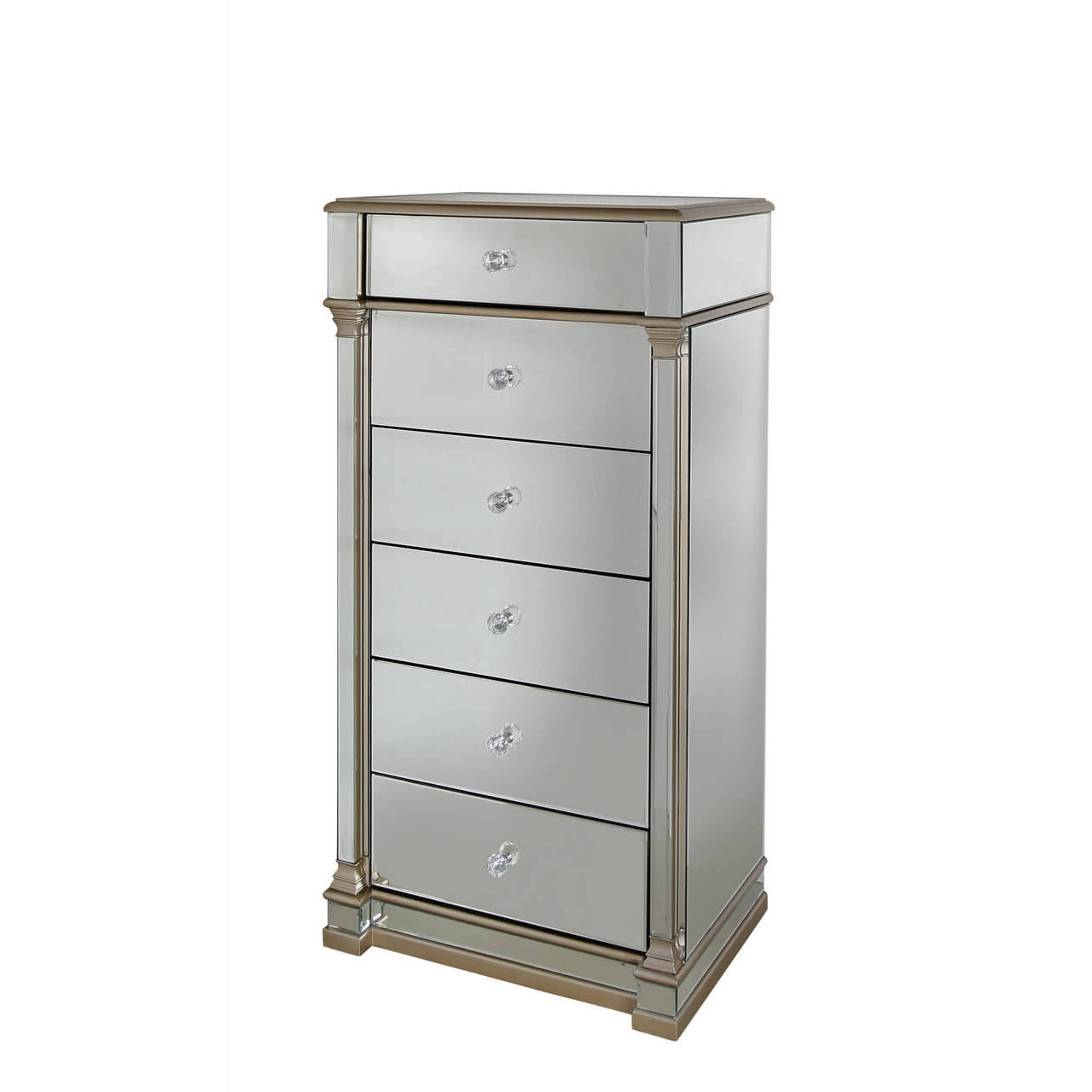 Mirrored 6 Drawer Tall Chabinet