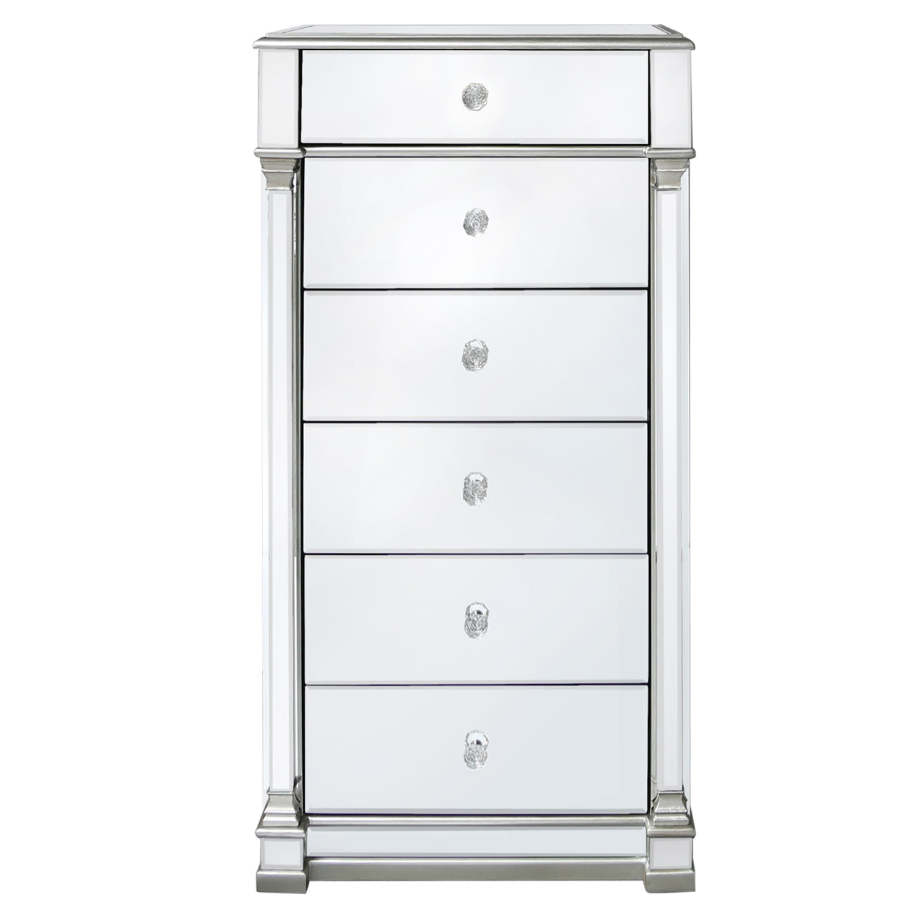 Mirrored 6 Drawer Tall Chabinet