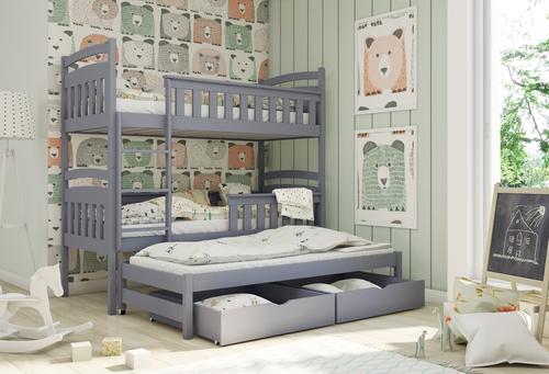 Harriet Wooden Bunk Bed with Trundle and Storage