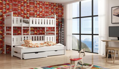 Laboo Wooden Bunk Bed with Trundle and Storage