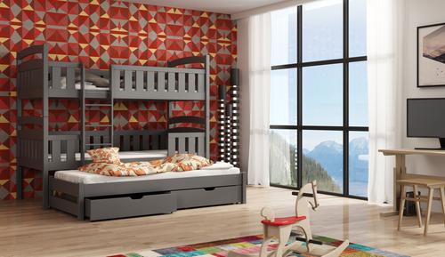 Laboo Wooden Bunk Bed with Trundle and Storage
