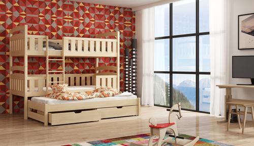 Laboo Wooden Bunk Bed with Trundle and Storage