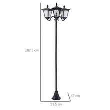 Victorian Style 3-Way Solar Post Lamp for Outdoor Gardens