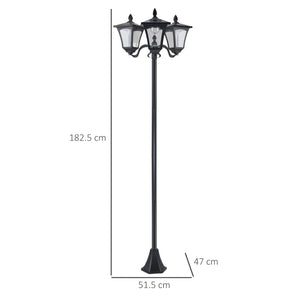 Victorian Style 3-Way Solar Post Lamp for Outdoor Gardens