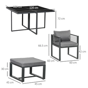 8 Seater Cube Garden Dining Set Aluminium Outdoor Furniture Set Dining Table