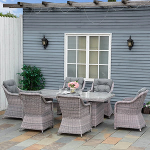 7 Pieces Patio Wicker Rectangular Garden Dining Set