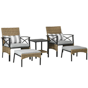 Grey 5-Piece Rattan Garden Furniture Set