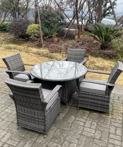 Cornwall Rattan Dining Set Table And Chair Sets Wicker Patio Outdoor 4 Chairs Plus Round Table