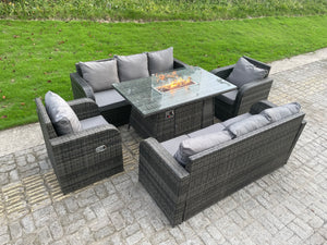 Charles 8 seater Rattan Set With Gas Fire Pit