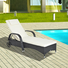 Adjustable Rattan Sun Lounger Outdoor Recliner Chair w/ Cushion