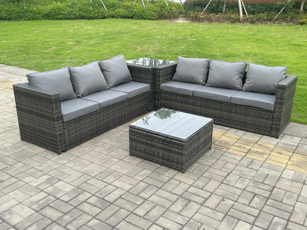 6-Seater Wicker Garden Furniture Set with Coffee Table