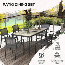 Seven-Piece Casual Outdoor Dining Set, with Wood-Effect Table - Grey