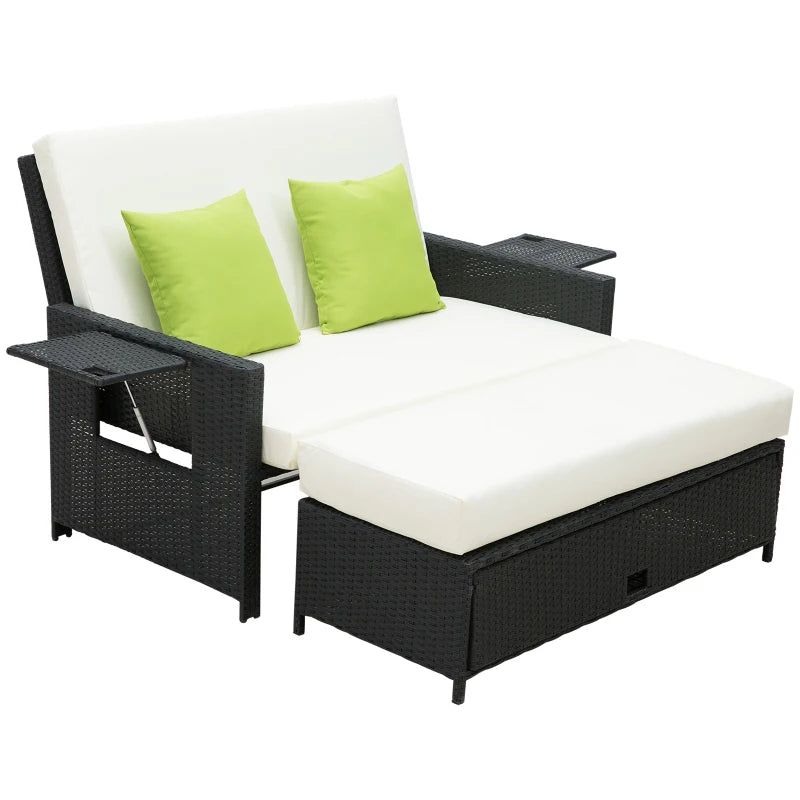 Rattan 2-Seater Sofa Sun Lounger Bed