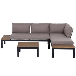 Aluminium Outdoor Corner Sofa Set with 2 Loveseat and Coffee Table