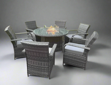 Fenton Round Rattan Garden Set with Fire Pit