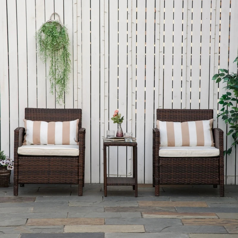 2-Seater Rattan Patio Bistro Set