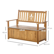 2 Seater Garden Storage Bench -Wooden Garden Bench with Armrests