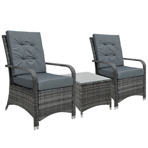 2-Seater Rattan Table Chair Bistro Garden Furniture Set