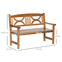 2-Seater Wooden Garden Bench - Outdoor Patio Loveseat