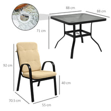 5 Pieces Square Garden Dining Set w/ Glass Dining Table