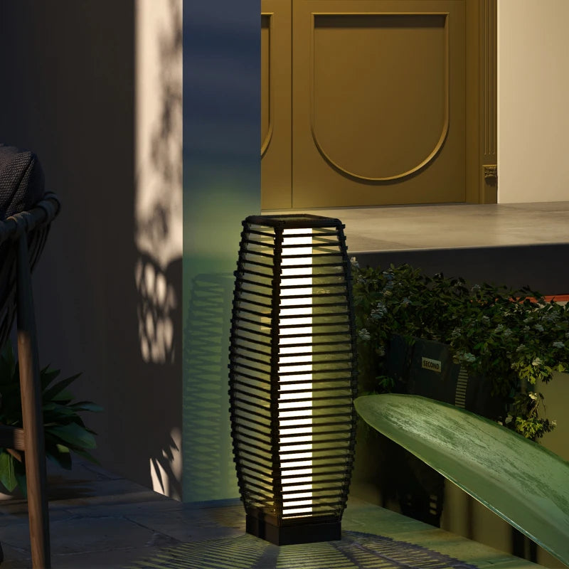 Tall Rattan Solar Floor Lamp: Outdoor Garden Lantern