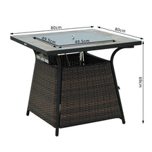 Outdoor Square Rattan Fire Pit Table with Gas Burner Heater