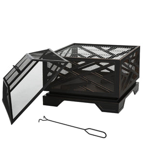 2-in-1 Metal Fire Pit with Grill & Lid for Outdoor BBQ & Camping