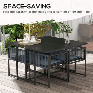 Five-Piece Metal Dining Set, with Folding Back Chairs