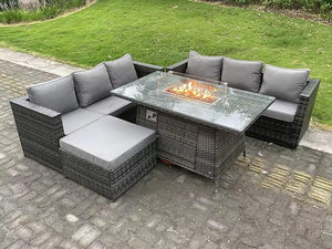 Wales Rattan Garden Dining Set | Fire Pit Dining Set