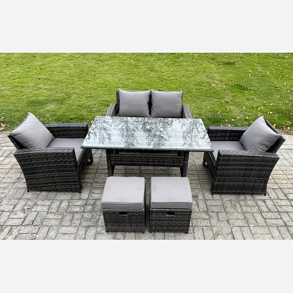 Pluto 6 Seater London Rattan Outdoor Furniture Dining Table